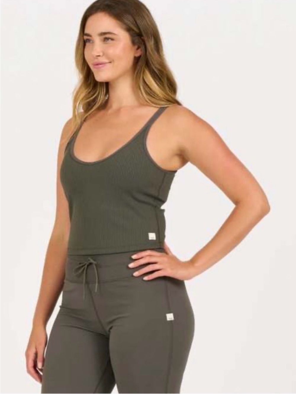 Vuori Olive Ribbed Scoop Tank